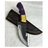 Damascus Steel Fixed Blade Knife w/ Sheath