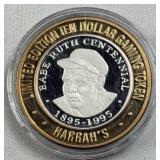 3/5th Oz Silver Strike Casino Token, Babe Ruth
