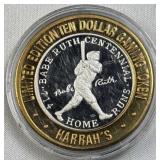 3/5th Oz Silver Strike Casino Token, Babe R. HR