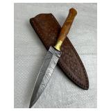 Damascus Steel Fixed Blade Knife w/ Sheath