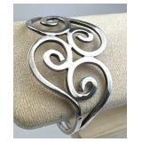 925 Silver Vtg Open Scroll Design Cuff Bracelet