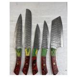 (5) Damascus Steel Chef