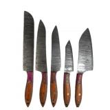 (5) Damascus Steel Chef