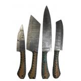 (4) Damascus Steel Chef
