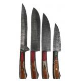 (4) Damascus Steel Chef