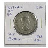 1954 Australia Florin .500 Silver