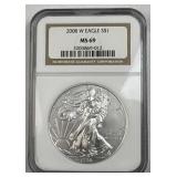 2008-W American Silver Eagle 1oz NGC MS69 .999