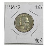 1964-D Washington Quarter, 90% Silver