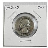 1950-D Washington Quarter, 90% Silver