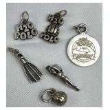 925 Silver Set of 6 Water Polo & Swim Charms