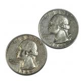 (2) 1964-P,D Washington Quarters, 90% Silver