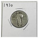 1930 Silver Standing Liberty Quarter 25c US 90%