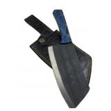 Lg Handmade Steel Cleaver Blade Knife w/ Sheath