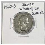 1962-D Silver Washington Quarter 25c US Coin