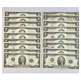 (18) 2003/2003A $2 Federal Reserve Notes US Money