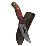 Damascus Steel Fixed Blade Knife w/ Sheath
