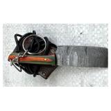 Damascus Steel Fixed Mini Knife w/ Sheath