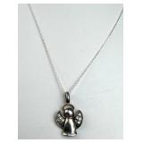 925 Silver Vtg Ross Simons Two-Tone CZ Angel Neckl