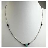 925 Liquid Silver Dark Bead Focal Turquoise Neckla