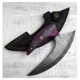 Damascus Steel Fixed Blade Knife w/ Sheath