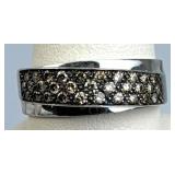 925 Silver Multi-Row Pave Yellow Diamond Band Ring