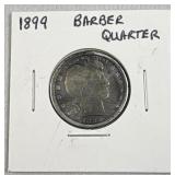 1899 Silver Barber Quarter Dollar 25c US Coin