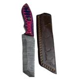 Damascus Steel Fixed Blade Knife w/ Sheath