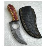 Damascus Steel Fixed Blade Knife w/ Sheath
