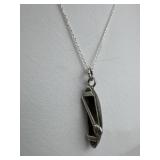 925 Silver Vintage 3D Canoe Charm Necklace