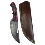 Damascus Steel Fixed Blade Knife w/ Sheath