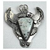 925 Silver Southwestern Steer Head Dalmation Jaspe