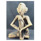 Carved Wood Seated Figure 9.5" - As Is