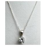 925 Silver Solitaire Round Zirconia Pendant Neckla