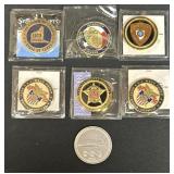 (7) Law Enforcement, West Point & NRA Coins