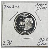 2002-S Silver Indiana Proof Quarter 25c US Coin