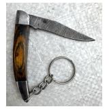 Damascus Steel Folding Blade Keychain Knife