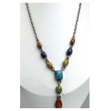 925 Silver BARSE Lariat Style Multi-Color Stone Ne