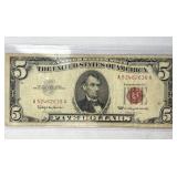 1963 $5 United States Note Red Seal US Currency
