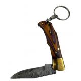 Damascus Steel Folding Blade Keychain Knife