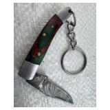 Damascus Steel Folding Blade Keychain Knife