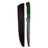 Lg Damascus Steel Long Fillet Knife w/ Sheath