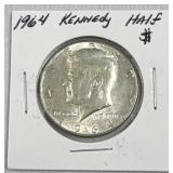 1964 Silver JFK Kennedy Half Dollar 50c US Coin