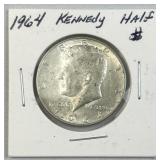 1964 Silver JFK Kennedy Half Dollar 50c US Coin