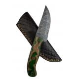 Damascus Steel Fixed Blade Knife w/ Sheath