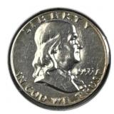 1955 Silver Franklin Half Dollar 50c US Coin 90%