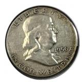 1956 Silver Franklin Half Dollar 50c US Coin 90%