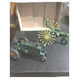 TWO JOHN DEERE TRACTORS - ONE CAST IRON