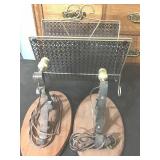 TWO WALL LIGHTS, MAGAZINE RACK