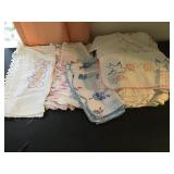 VINTAGE EMBROIDERED LINENS, CURTAINS, WALL