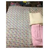 TWO BLANKETS, ONE QUILT (DAMAGED)